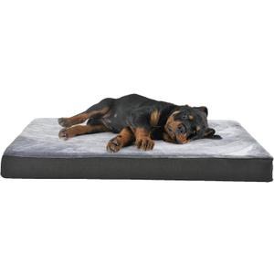 Amazon Basics Washable Dog Bed with Cooling Gel Memory Foam, Pressure-Relief Support for Dogs up to 50lbs, Non-Slip Bottom, Removable Cover, Large (35" x 22"), Grey
