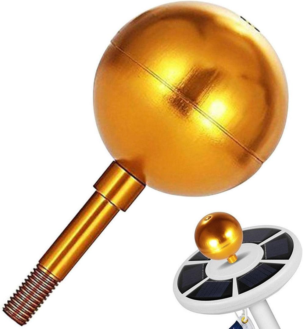 Flag Pole Ball Topper Ornament, Flagpole Top Replacement, Gold Aluminum Anodized Finish - Replacement for 20' 25' 30' Flag Pole Outdoor
