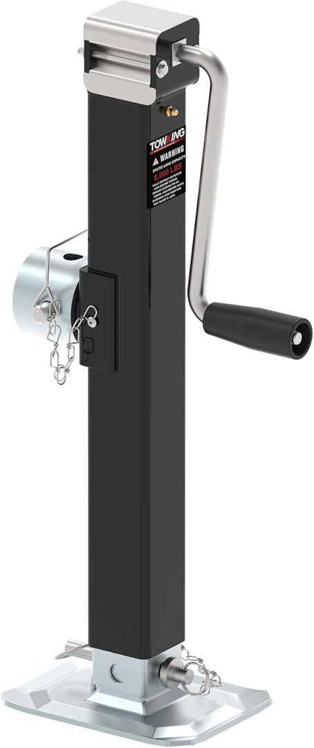 8000LBS Pipe Mount Tongue Jack, 15" Lift, Heavy Duty Swivel Jack with Drop Leg, Weld On Jack for RV, Boat, and Utility Trailers