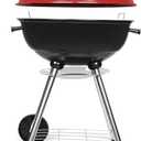 Charcoal Grills, Outdoor BBQ Grill with Side Table, Charcoal Grill with Wheels for Outdoor Grilling/Tabletop Cooking-Red