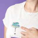 2 x Funny Book Lover Retractable Badge Reel, Pink Glitter Acrylic Badge Reel with Alligator Clip, Cute Bookish Gifts for Reader Writer Teacher Student