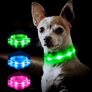 Light Up Dog Collars for Small Medium Large Dogs, Adjustable LED Dog Collar, Rechargeable Soft Glow Collar for Dog Cat Night Walking, Green