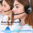 USB Headset with Microphone for PC, On-Ear Computer Laptop Headphones with Noise Cancelling Microphone in-line Control for Home Office Online Class Skype Zoom (USB+3.5mm, Black)