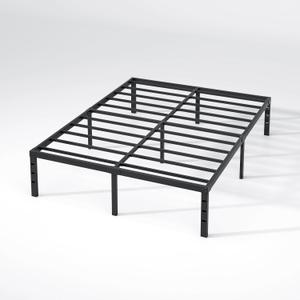 NEW JETO Metal Bed Frame,King Size Bed Frame with Storage Space,Heavy Duty Sturdy Mattress Foundation,Easy Assembly,No Box Spring Needed, Black,14 Inch, King