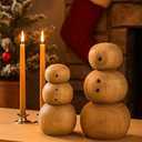Yalikop 2 Pcs  Snowman Decorations Wood Snowman Christmas Decorations Home Tabletop Decor for Winter DIY Christmas Party Gifts