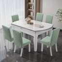 Kitchen Chair Covers Dining Chair Cover,Removable Washable Jacquard Parsons Chair Covers (Bean Green,Set of 6)