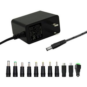 6V 2A Power Adapter Supply,6V 2A 12W Universal AC110V to DC6V Power Supply Adapter with 5.5mm x 2.1mm Tip and 11 Interchangeable Jacks Plug for 2000mA 1500mA 1000mA 800mA 500mA 400mA Equipment(1 Pack)