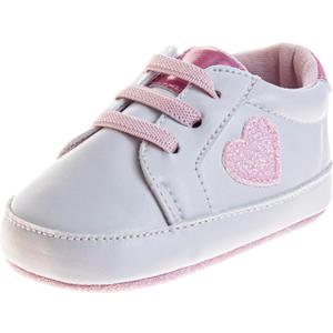 Josmo Infant Girls Fashion Sneakers Newborn Soft Sole Star and Heart First Walking Shoes Pink, 2 Infant