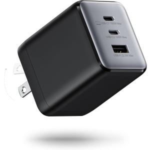 100W USB C Wall Charger, 3-Port PPS PD 3.0 Compact Foldable Wall Charger Block, Fast Power Adapter for MacBook Pro/Air, Dell XPS, iPad Pro, iPhone 17/16/15, Galaxy S25/S24, (Black)