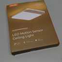 FULEN Motion Sensor Ceiling Light Fixture, Cordless Closet Light Battery Operated, Rechargeable Magnetic Mount LED Shower Light for Bathroom,Stairs,Garage,Hallway, Color Change, 2 Pack (White)