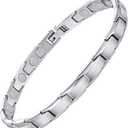 Feraco Magnetic Bracelet for Women Titanium Steel Magnetic Bracelet with Neodymium Magnets, Christmas Jewelry Gifts (Silver)