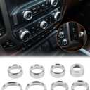 JeCar Center Console Switch Button Trim Air Conditioner Control Knob Cover for Chevy Silverado & GMC Sierra 2014-2018, Silver