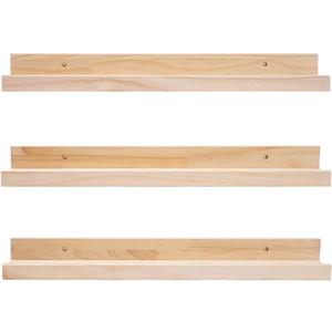 MBYD 24 Inch Floating Shelves Natural Wood Set of 3, Wall Mount Picture Ledge Wooden Wall Shelf for Home Decoration Nursery Book Shelves for Bedroom, Living Room, Office, Kitchen, 3 Same Dimensions