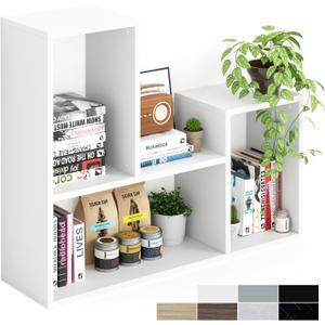 Kaboon Free-Form Modular Shelving Unit, Freestanding Bookcase 10 Inches Deep, Display Shelf Storage Organizer for Home Office, White