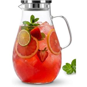 Infusion Pro 1 Gallon Glass Pitcher with Lid, Heat Resistant for Hot/Cold Use, Extra-Wide 4" Mouth, Great Iced Tea Pitcher | Delight Collection, 1 Gallon, 4 L
