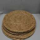 7 Pcs 12" Round Woven Rattan Placemats,Natural Hand-Woven Water Hyacinth Placemats,Farmhouse Weave Place Mats, Rustic Braided Wicker Table Mats (12inch Set of 7