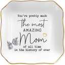 3 x Jewelry Tray Birthday Gifts for Mom, Funny Valentines Day Gifts for Mom, Ceramic Ring Dish Mom Gifts, Mini Mothers Day Gifts, Christmas Gift For Mom
