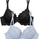 Smart & Sexy Women's Signature Lace Push-Up Bra-Perfect for Seeking Effortless Style and Comfort, Mineral Water/Black Hue, (38) 38D