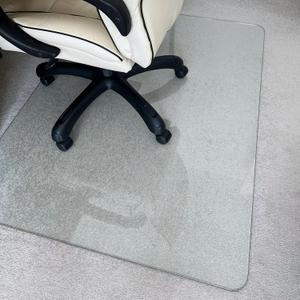 Marvelux Tempered Glass Office Chair Mat for Carpet & Hardwood Floors Clear Carpeted & Hard Floor Protector, Executive Thick Chair Mat for High & All Pile Carpets & Hard Wood with No Slip Pads 36x40