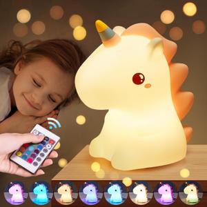 One Fire Unicorn Night Light for Kids, Cute Gifts&Remote 16 Colors Cute Night Light, 5 Lightness & Last 10H Nightlight for Kids Room, Soft Lamp