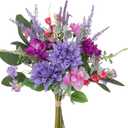 WELL KNOWN Artificial Flowers Bouquet, Fake Flowers for Vase, Silk Faux Flowers DIY Table Centerpieces for Wedding, Dining Room, Kitchen, Office, Farmhouse, Mother's Day Decor & Gift (Violet Pink)