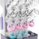 Baby Bottle Drying Rack: Space Saving Vertical Bottle Drying Holder with Brushes Holder - Large Bottle Storage Holder Organizer 12 Bottles & Baby Accessories,BPA-Free, Gray