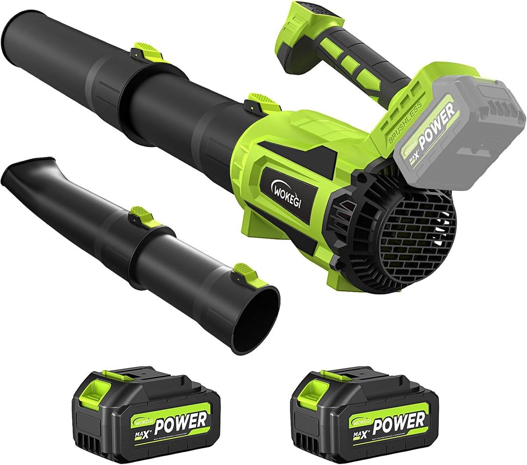 Cordless Leaf Blower with 2 Batteries, 580CFM Brushless Motor for Easy Lawn Care & Car Drying, Lightweight Handheld Blower Ideal for Women & Seniors, Fast Charger Included