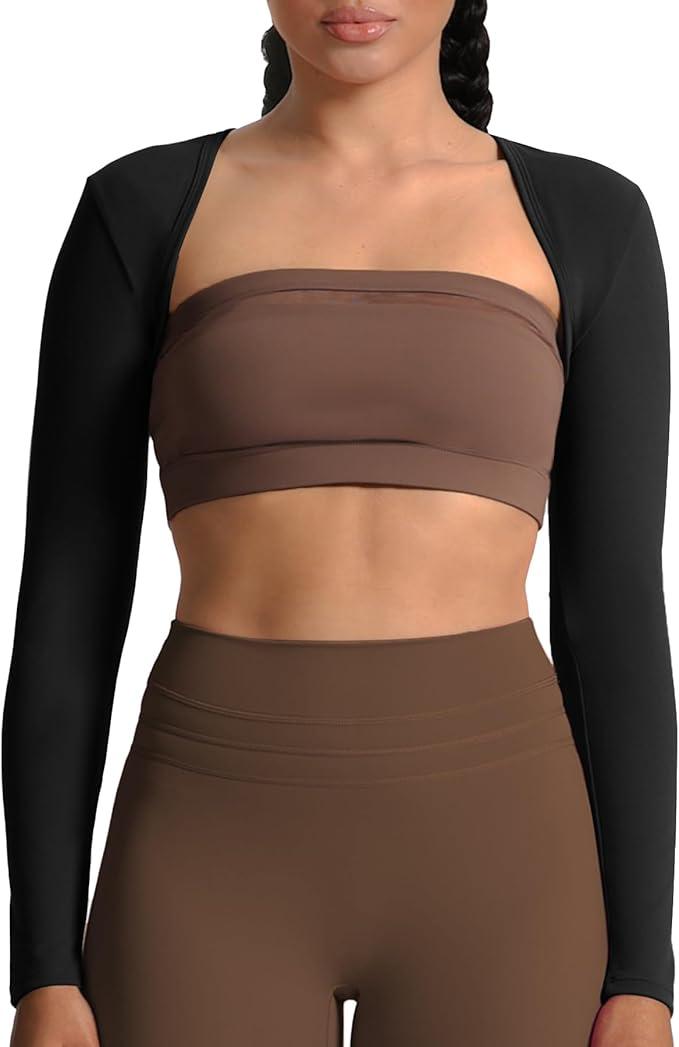 Women's Long Sleeve Open Front Lexi Lined Bolero Shrug Crop Top Cardigan, M