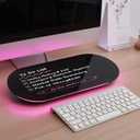 TSJ OFFICE Glass Desktop Whiteboard - 17 X 7 Inches Small Dry Erase Board with Pink Light, Black Glass White Board Surface Notepad with 1 Drawer, Desk Organizers for Office, Home, School Supplies