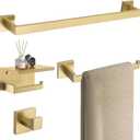TURS Brushed Gold Bathroom Hardware Set 4-Piece Bath Towel Bar Set 24 Inch Stainless Steel Towel Holder Set for Bathroom Wall Mounted
