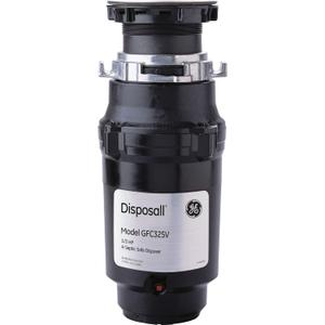 GE Disposall Continuous Feed 1/3 Horsepower Motor Garbage Disposer, Good for Grinding: Cooked Pasta & Fruit Peels, Easy Install Kit & Power Cord Included, Recommended for 1-2 Person Homes, GFC325N
