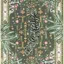 Oriental Tropical Washable Rugs, Greyish Green Boho Vintage Distressed Hippie 4x6 Area Rugs for Living Room Bedroom Kitchen Entryway Dorm, Abstract Botanical Animal Tribal Accent Carpet