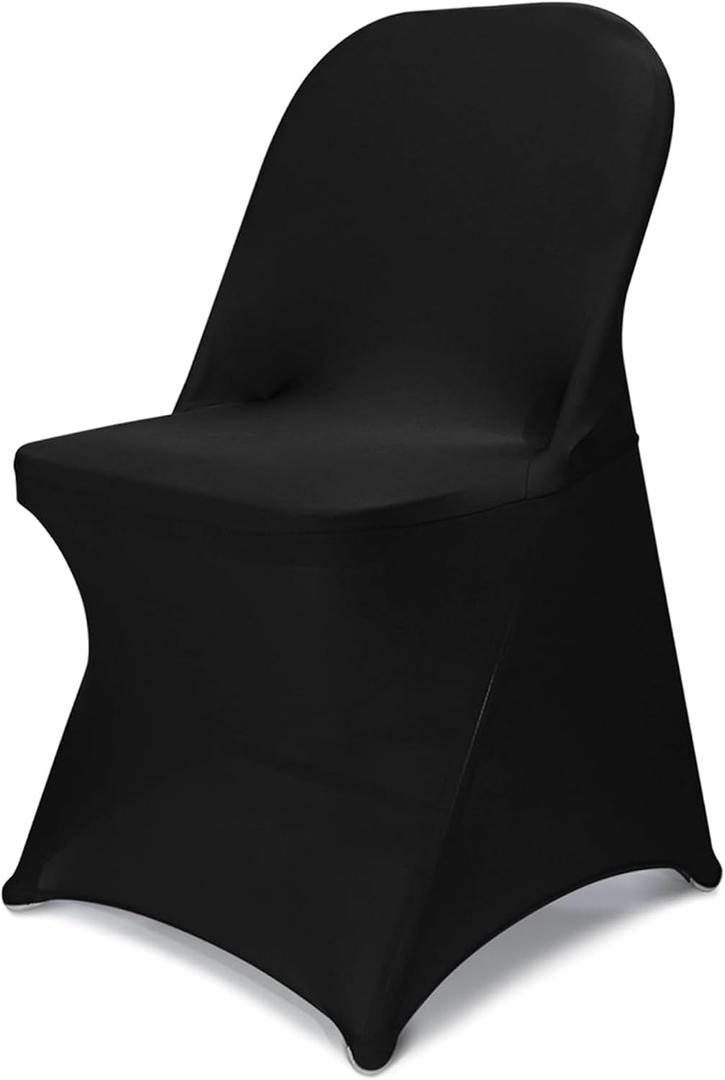Stretch Folding Chair Covers Spandex Chair Covers Protector for Wedding Party Dining Banquet, Washable Universal Fitted Chair Slipcovers for Celebration Birthday (Black, 10pcs)