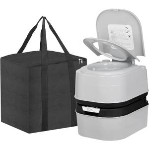 HSM 6.4 Gallon Waste Tank Portable Toilet for Camping RV Boating Fishing Indoor Outdoor Toilet Compact Double-outlet Anti-leak Seal Ring Commode with Travel Bag Sprinkling Bottle