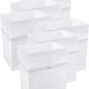 13 Gallon Disposable Trash Cans (6-Pack) with Fitted Trash Bags - Reusable Garbage and Recycling Bins for Parties, Events, and More (White - 17" Height x 13.5" Width x 10" Depth)