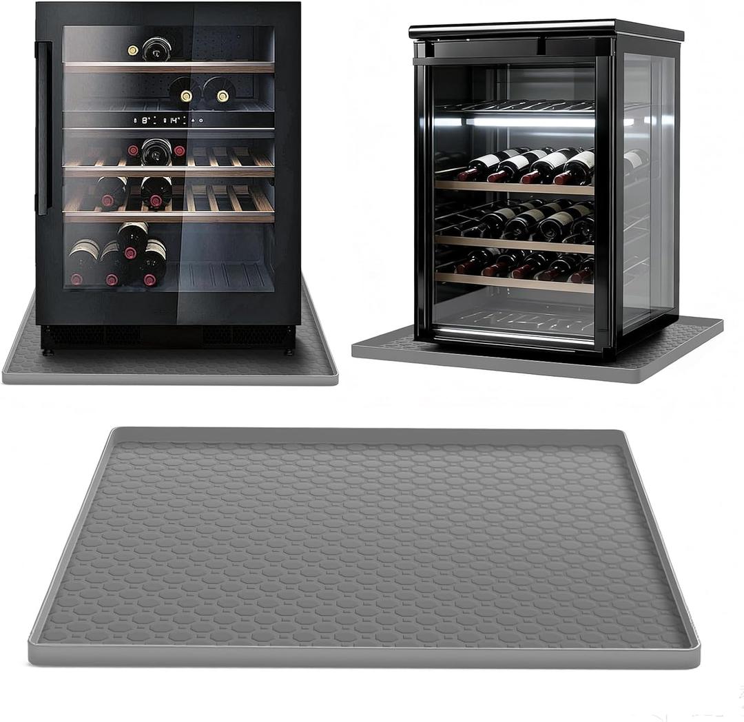 Mini Fridge Silicone Mat 19.7"x19.7"x0.4", Silicone Mat for Mini Fridge Non-Slip Drip Pan, Appliance Protector for Refrigerators, Washers, Dryers, Fridge Mats (Gray) (Grey)