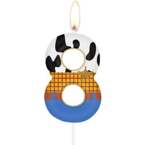 2 x Birthday Number 8 Candles,Cute Cow Birthday Cake Decoration,Cowboy Three Cowgirl Rodeo Party,Baby Shower for Boy Girl Decor Supplies