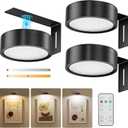 3-Pack Black Picture Lights for Wall, Battery Operated with Remote and Timer, 3 Color Temperatures & Dimmable, Art Display Light for Picture Frame Artworking PortraitWireless Wall Decor Puck Lights