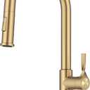 KRAUS Torak Pull Down Kitchen Faucet in Spot-Free Brushed Brass with 2 Function Sprayer, Pre-Attached Water Lines, and Mounting Hardware, KPF-2841SFBB