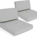 Outdoor Furniture Cushions, 25.6x25.6 Inch, Light Grey, Set of 2, 25.6"x25.6"-13.5" Low Back-2 Pack