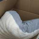 FurHaven Round Orthopedic Dog Bed for Large Dogs, Egg Crate with a Solid Orthopedic Foam Base with Attached Blanket Hood and Removable Washable Cover, Large, Sherpa & Suede Snuggery, Gray