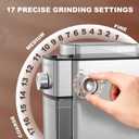 Electric Flat Burr Coffee Grinder, Coffee Grinder with 17 Grind Settings, Coffee Beans Grinder with Removable Burr, Large Capacity Bean Hopper & Compact Design for Home&Office