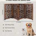 Croft&Cane Wooden Foldable Pet Dog Safety Gate – 4 Panel Freestanding Indoor Pet Fence - 13 inches W x 25 inches H – Hand-Carved Solid Wood & MDF – Fully Assembled - Dark Walnut