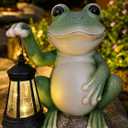 YODY Solar Garden Statues Outdoor Decor Frog with Lantern