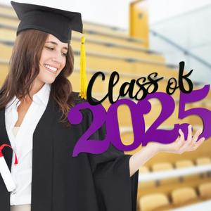 Graduation Decorations 2025 Purple Class of 2025 Wooden Sign Graduate Photo Props for College High School Graduation Party Supplies
