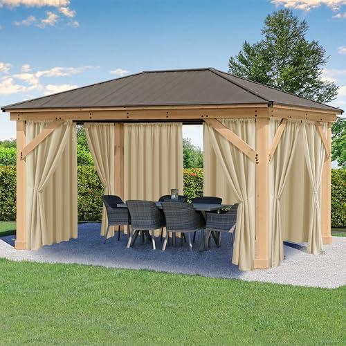 HolidayIdeas Outdoor Patio Curtains Waterproof with Rod Pocket 6 Pcs 54x84 Inch- Protect Privacy & Weatherproof Balcony Outdoor Curtains for Apartments,Porch, Pergola, Sliding Glass Door, Cream