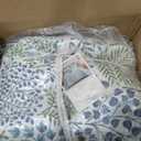 Levtex Home - English Forest Green Quilt Set - Full/Queen Quilt and Two Standard Shams - Leaves - Green, Blue, White - Quilt (88x92in.) and Shams (20x26in.) - Reversible - Cotton