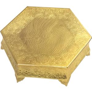 GiftBay 18 inch Hexagonal Gold Wedding Cake Stand, Hand Crafted, Embossed, Durable Build