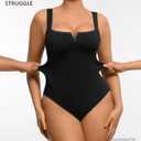 FeelinGirl Bodysuit for Women Black Tank Top Tummy Control Slimming Square Neck Bodysuits Going Out Tops Jumpsuits Black XL