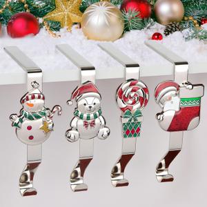 3 x Kalolary Christmas Stocking Holders Set of 4,Christmas Stocking Hanger for Mantle Fireplace Stocking Holder Xmas Stocking Hooks for Mantle Counter Tables Window Fireplace Mantle Christmas Party Decors
